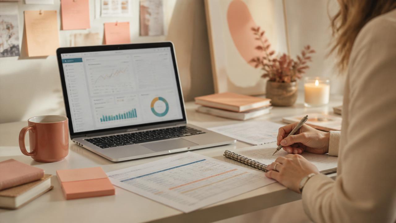 An operations desk mid-work with spreadsheets and a dashboard